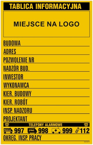 Tablica budowy na placu budowy